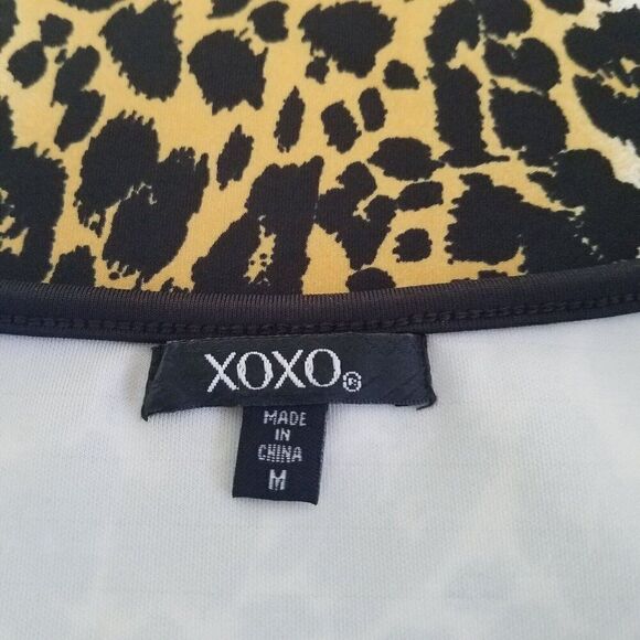 XOXO Womens Dress Sz M Animal Leopard Print Short Sleeve Body Hugger Knee Length - Picture 8 of 10